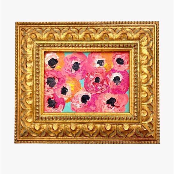 COPY - Painting Colorful Floral Flowers Thick Acrylic on Canvas FramedArt Dec…